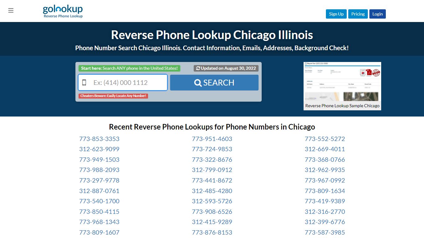 Reverse Phone LookUp Chicago Illinois